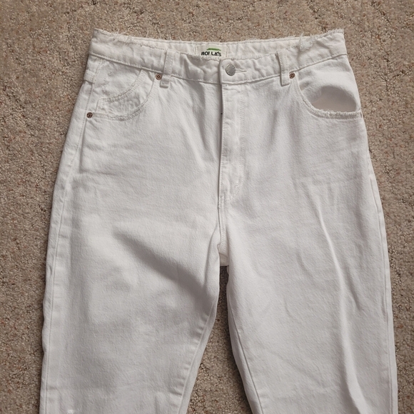 Rollas High Rise Straight White Distressed Jeans - Picture 4 of 6